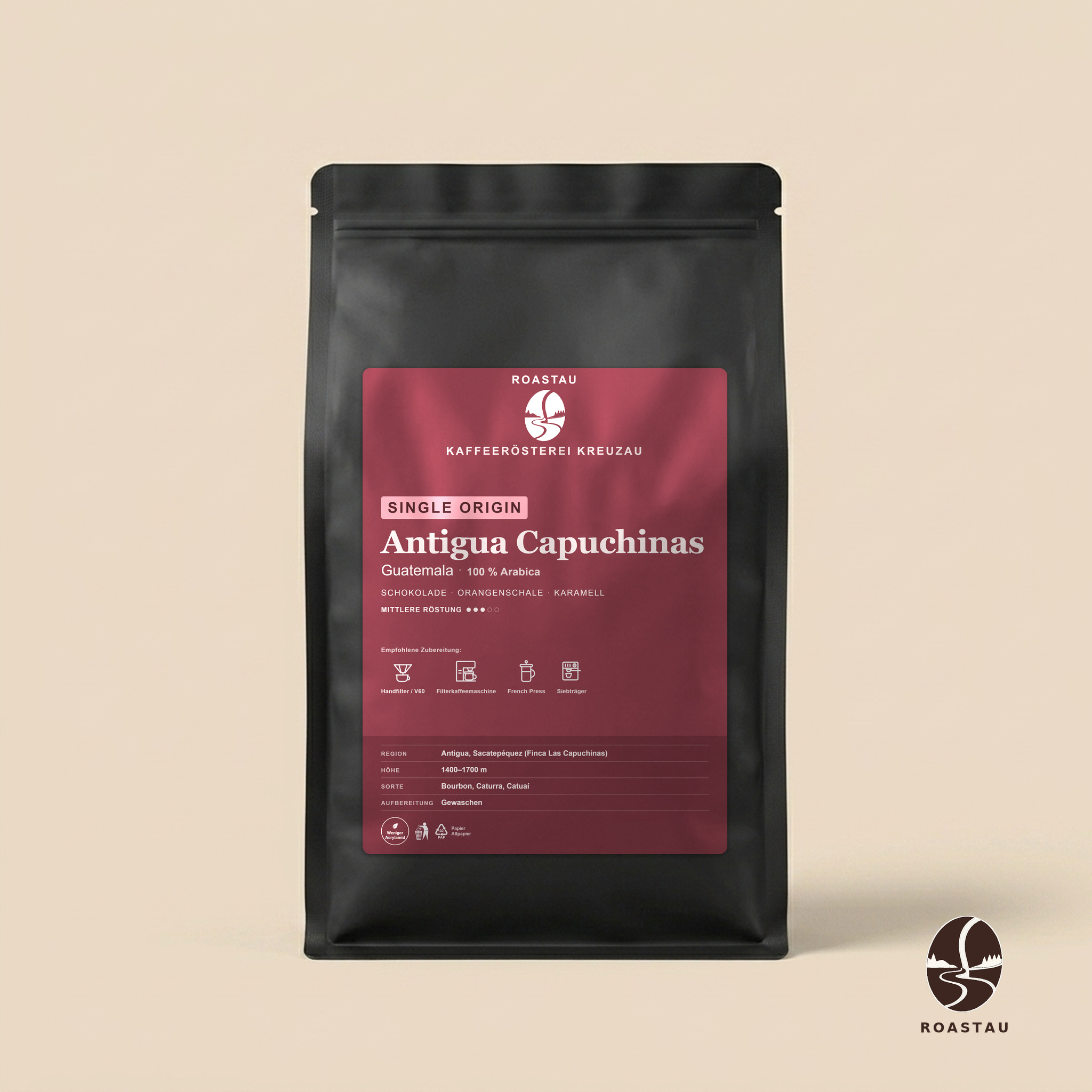Antigua Capuchinas — Guatemala – chocolade, sinaasappelschil, karamel, amandel | Roastau